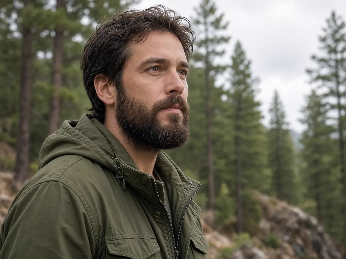 Original WebP portrait with a forest background